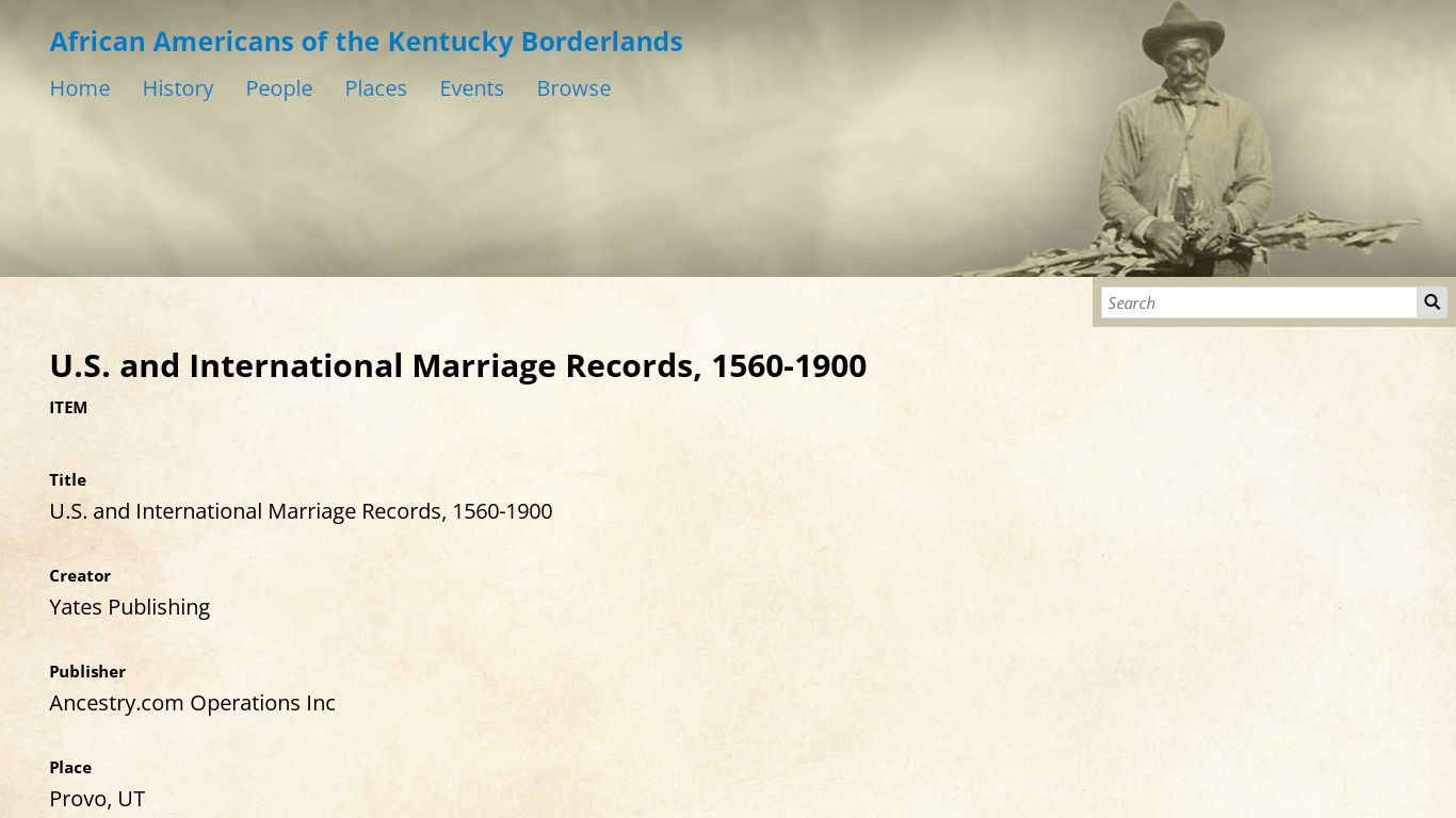 U.S. and International Marriage Records, 1560-1900 ...